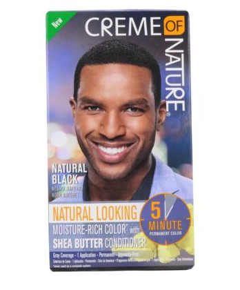 Men's Hair Colour by Crème of Nature, Jet Black, Moisture-Rich Colour with Shea Butter Conditioner, 1 Application