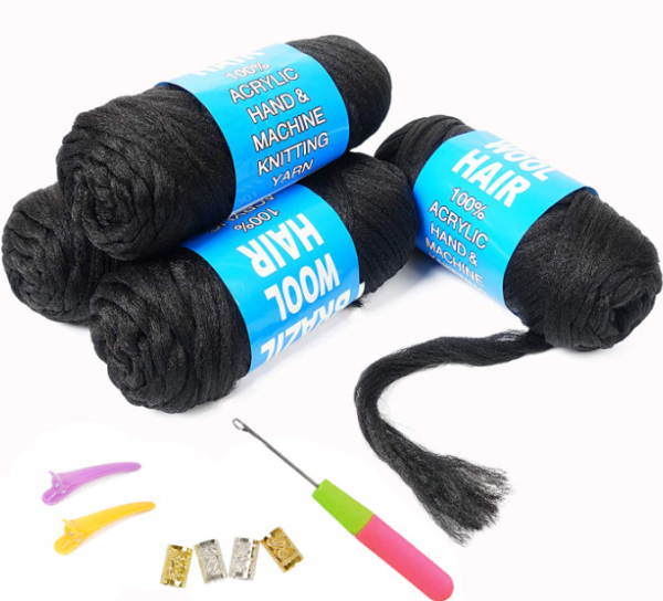 Brazilian Wool Hair 1 Roll Acrylic Yarn for African Hair Braiding Senegalese Twisting Jumbo Braids/Crochet Faux Locs/Wraps/Dreadlocks and more!