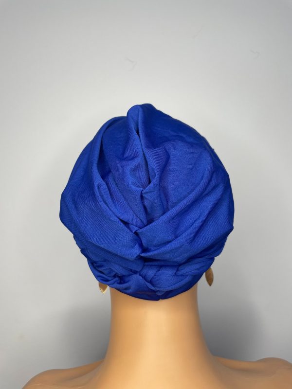 Lace Turban with beads (Dark Blue ) - Image 4