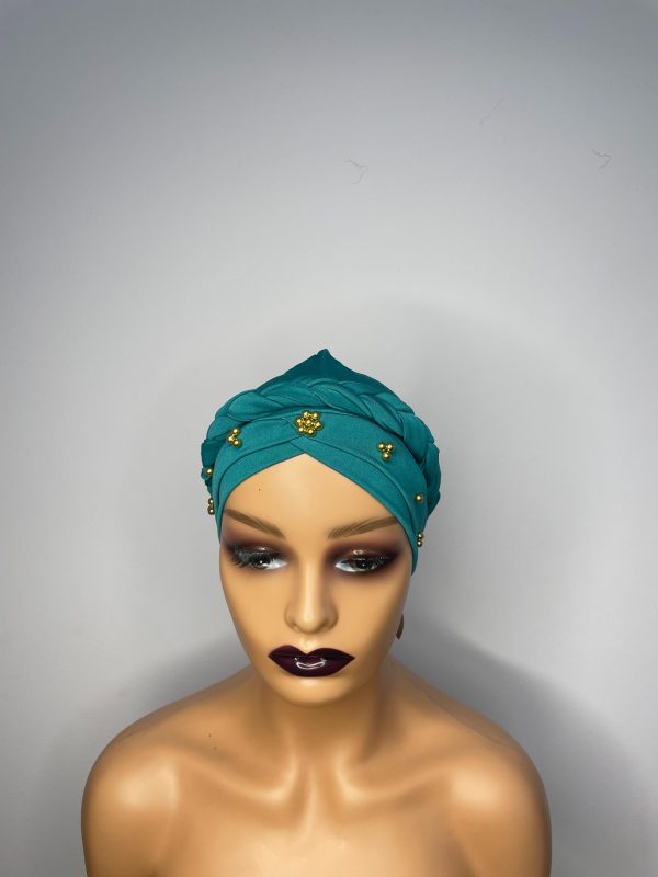 Lace Turban without Beads  (Sky Blue)
