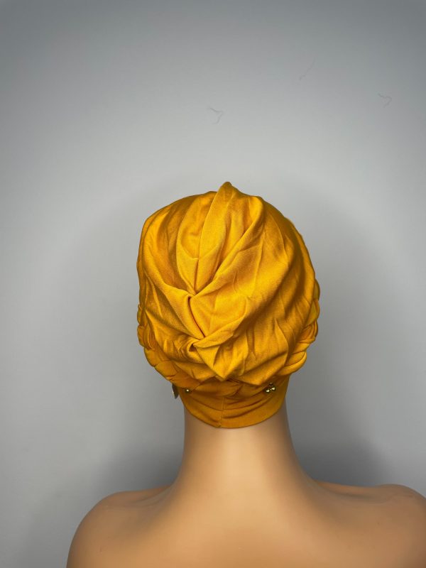 Lace Turban with Beads (Orange) - Image 4