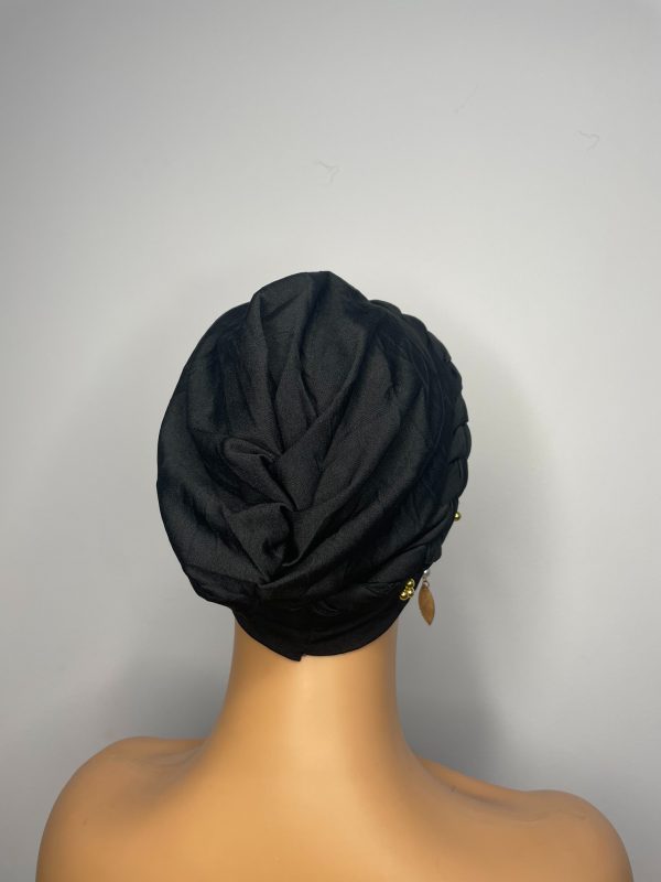Lace Turban with Beads (Black) - Image 2