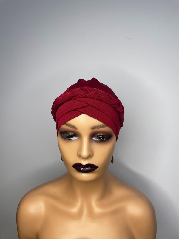 Lace Turban without beads (Maroon)