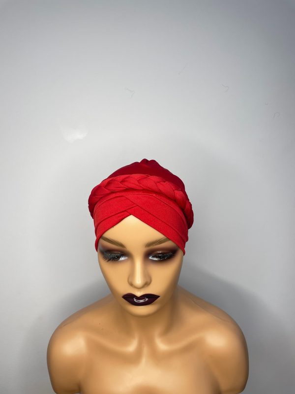 Lace Turban without beads (Red)