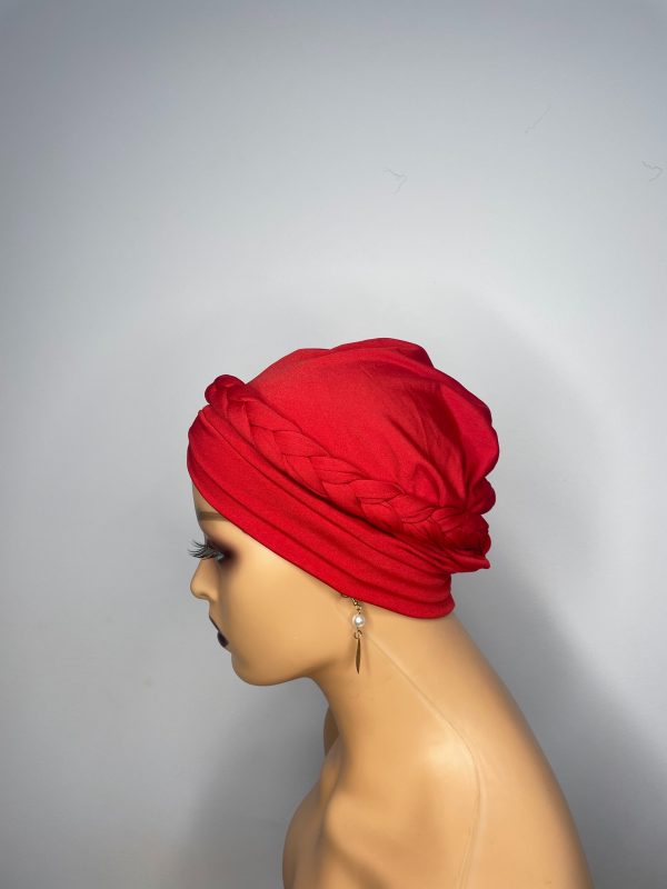Lace Turban without beads (Red) - Image 3