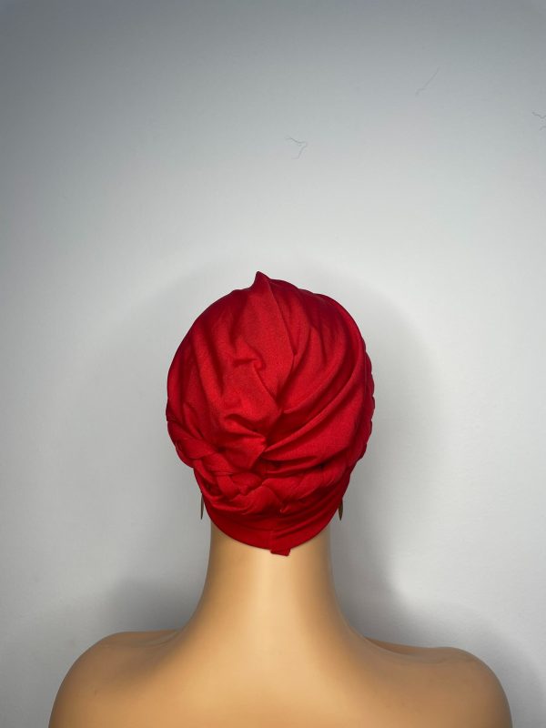 Lace Turban without beads (Red) - Image 4