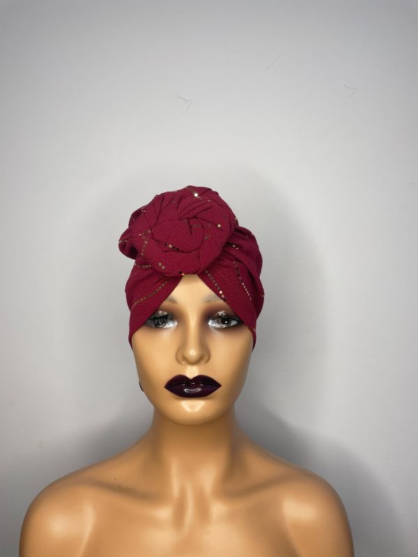 Shinny  Turban (Maroon) - Image 2