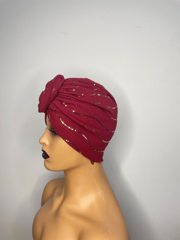 Shinny  Turban (Maroon) - Image 3